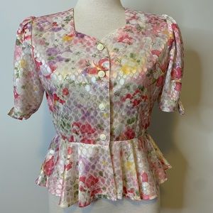 Vintage 80’s floral peplum blouse